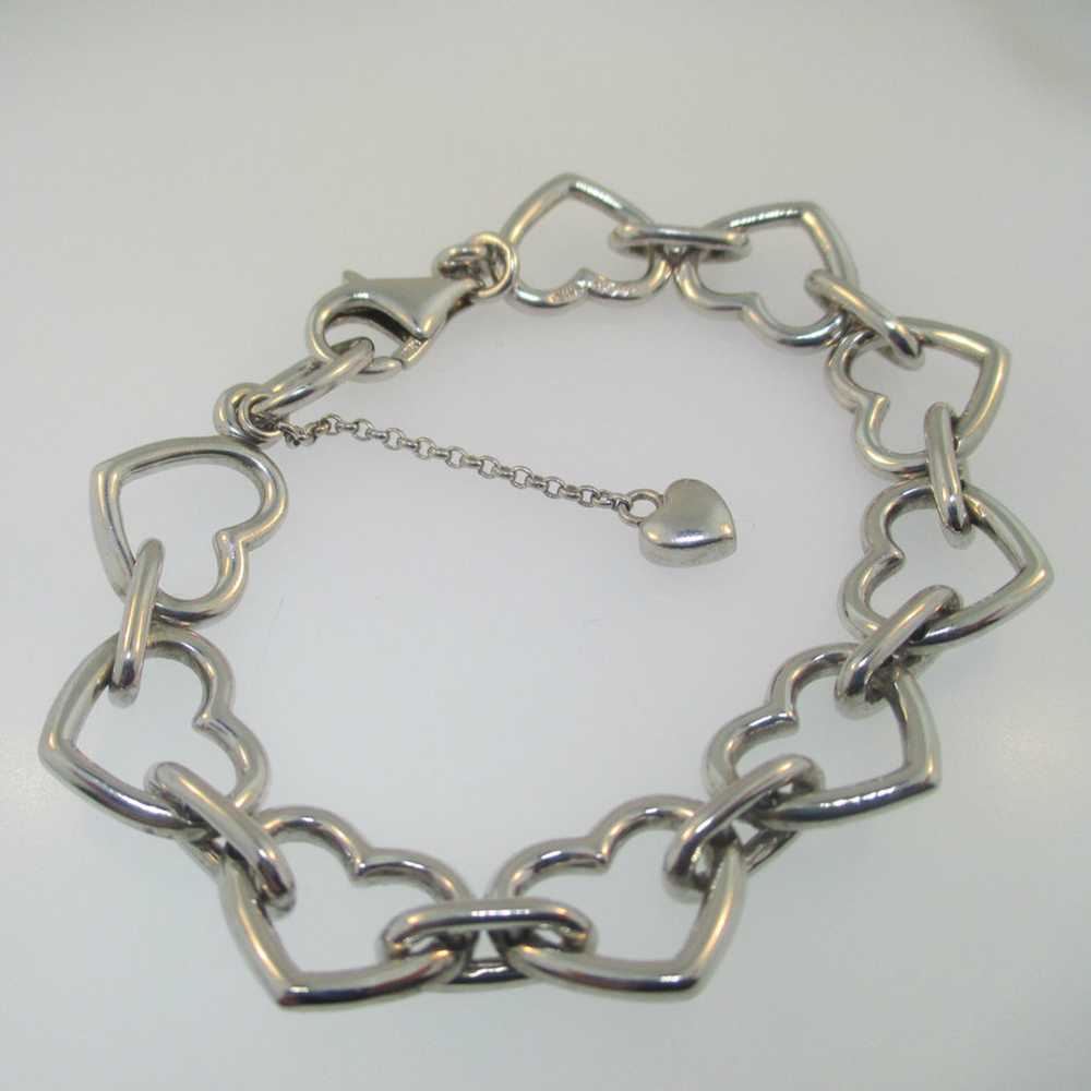 Sterling Silver Diamond Heart Bracelet with Dangl… - image 4