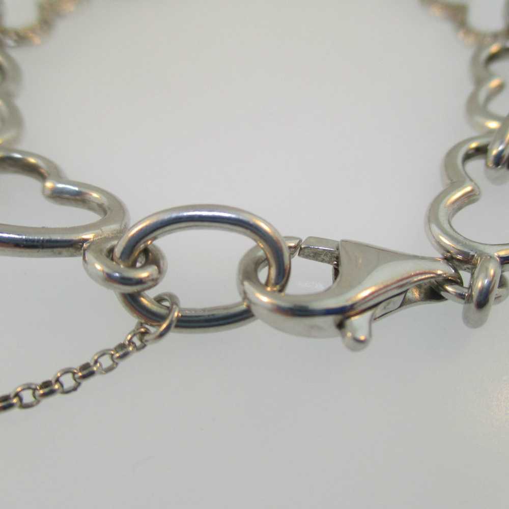 Sterling Silver Diamond Heart Bracelet with Dangl… - image 5