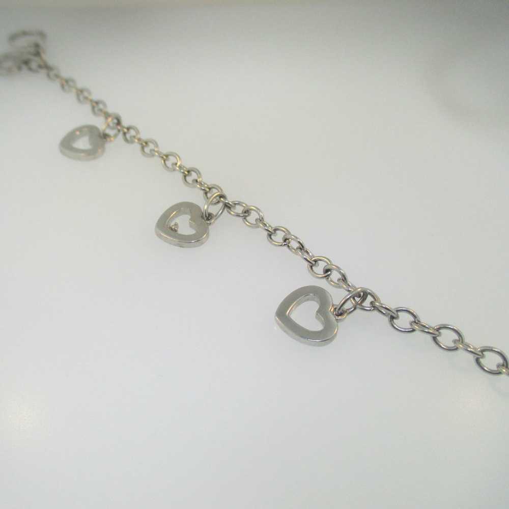 Sterling Silver Diamond Heart Charm Bracelet 7.5" - image 2