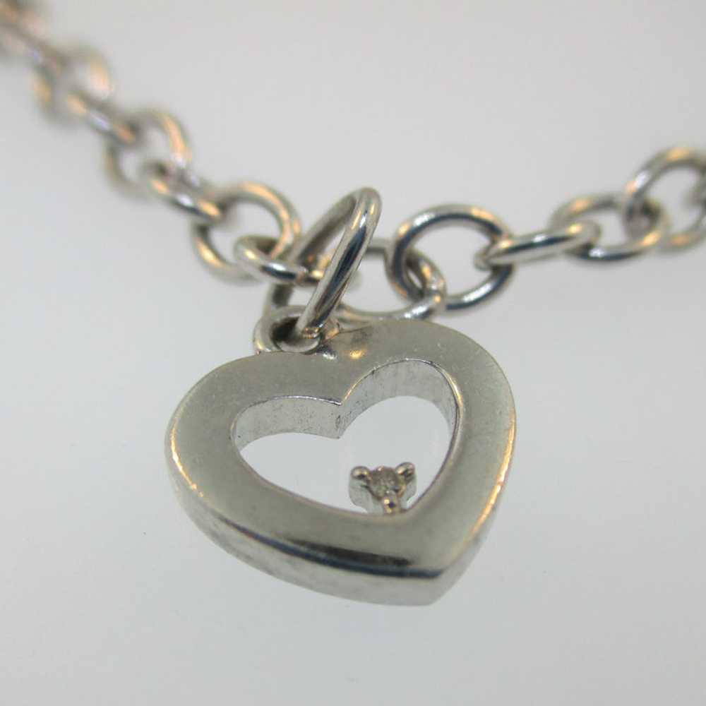 Sterling Silver Diamond Heart Charm Bracelet 7.5" - image 4