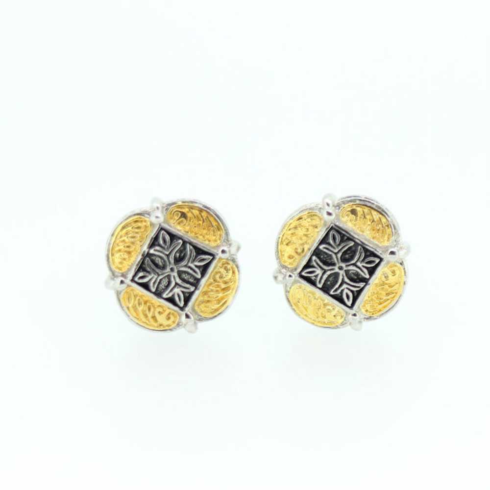 Silver Tone Golden Accent Cufflinks - image 1