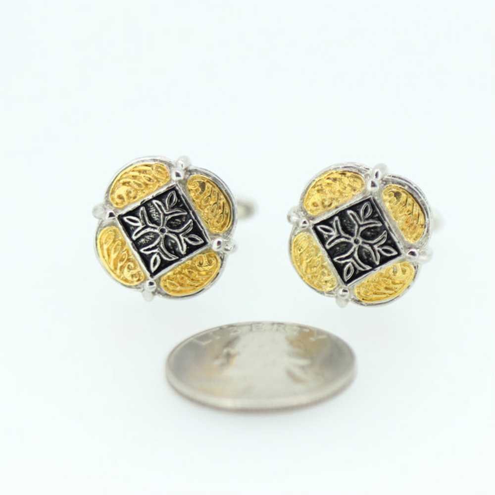 Silver Tone Golden Accent Cufflinks - image 2