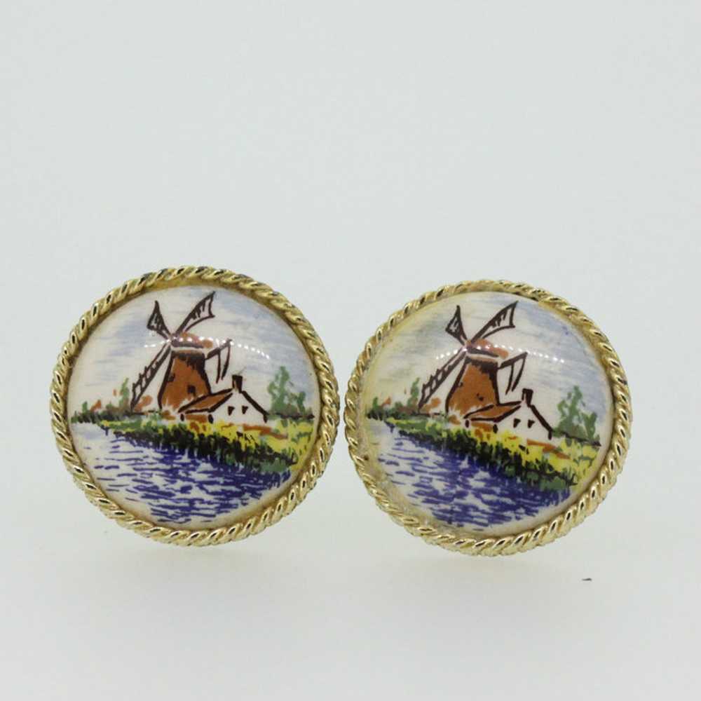 Gold Tone Holland Windmill Cufflinks - image 1