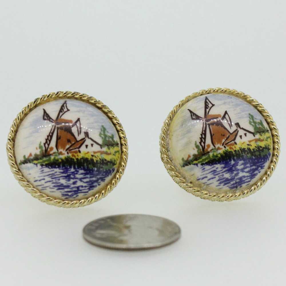 Gold Tone Holland Windmill Cufflinks - image 2