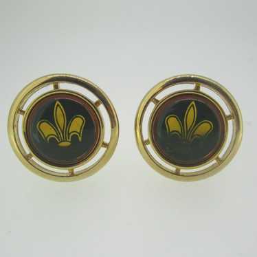 Gold Tone Fleur de Lis Cufflinks - image 1