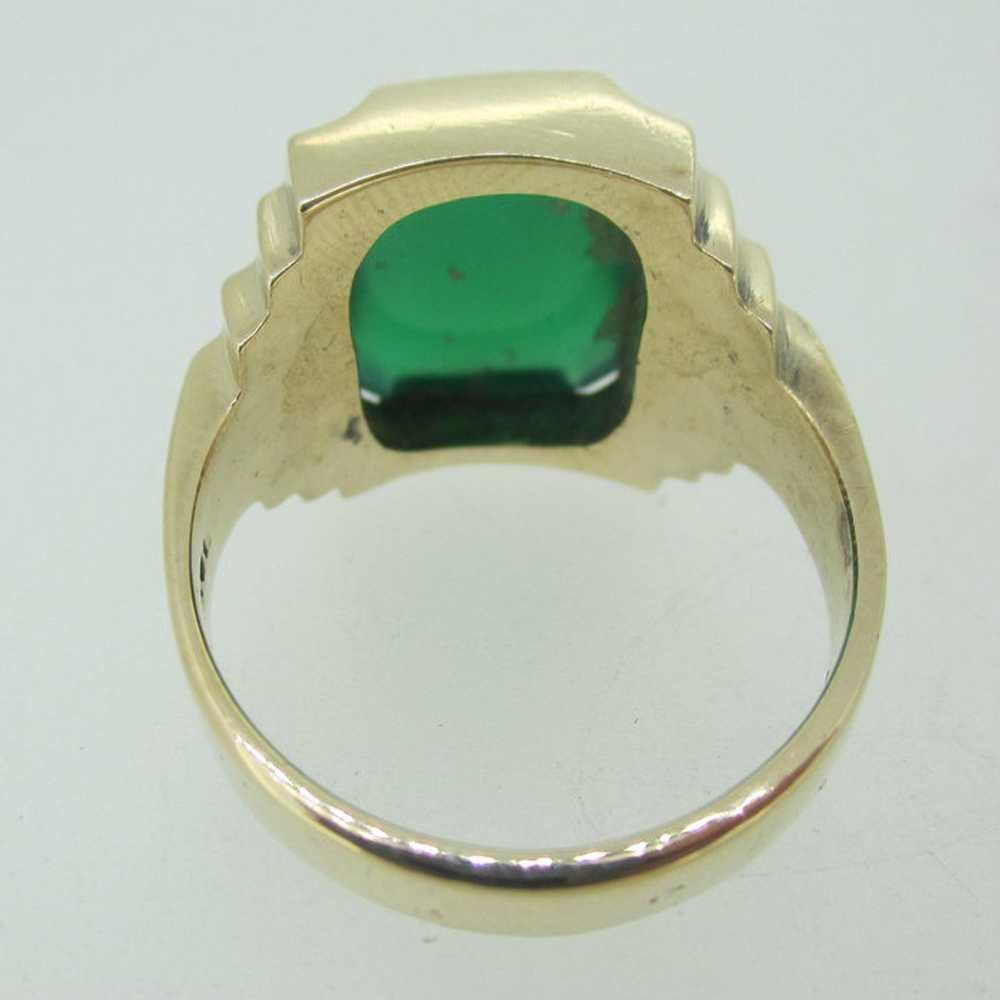 10k Yellow Gold Green Onyx Men's Ring Size 9 - image 3