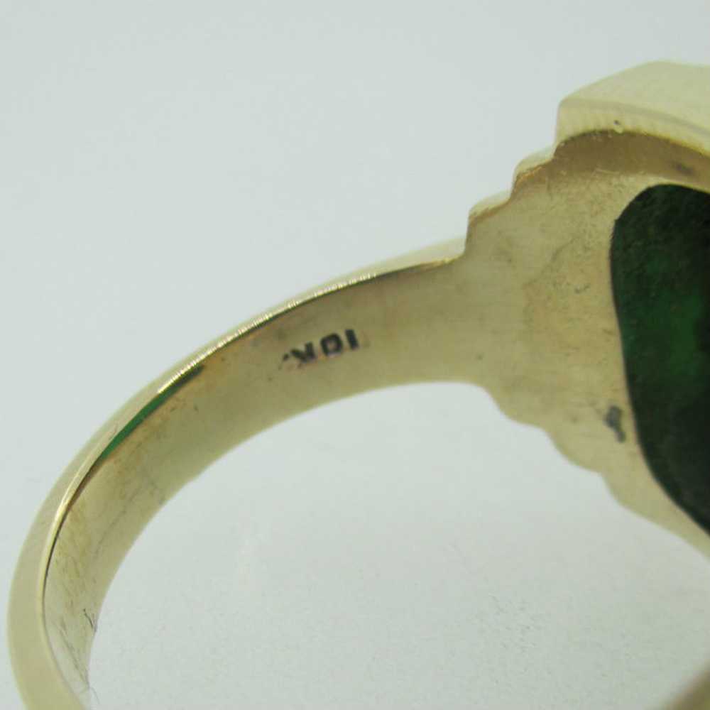 10k Yellow Gold Green Onyx Men's Ring Size 9 - image 5