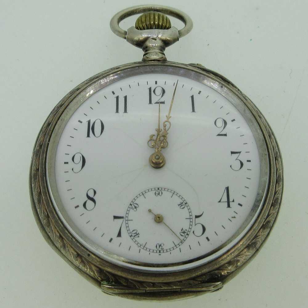 Antique European 16s Jeweled Silver Pocket Watch … - image 1