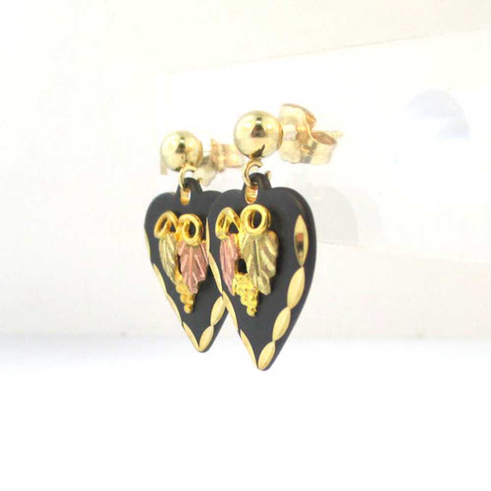 Black Hills Gold 10k Gold Heart Shaped Pierced Ea… - image 3