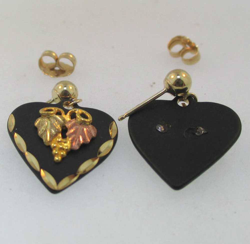 Black Hills Gold 10k Gold Heart Shaped Pierced Ea… - image 4