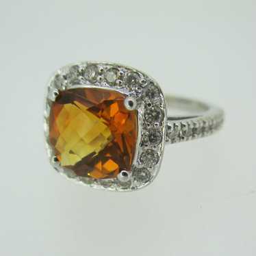 14k White Gold Citrine Ring with Approx 1/3ct TW … - image 1