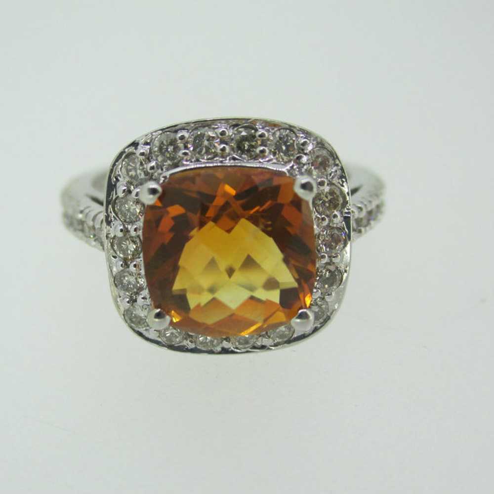 14k White Gold Citrine Ring with Approx 1/3ct TW … - image 9