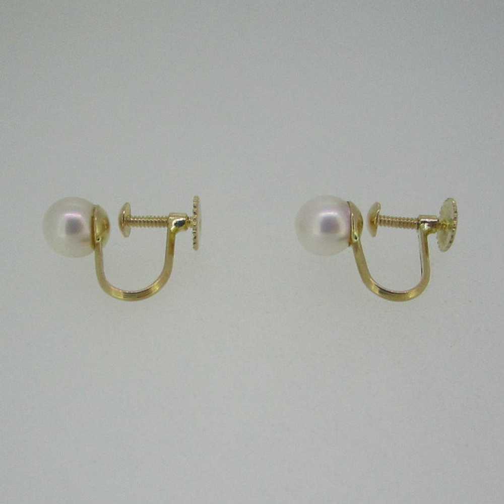 14k Yellow Gold Pearl Screw Back Earrings - image 3
