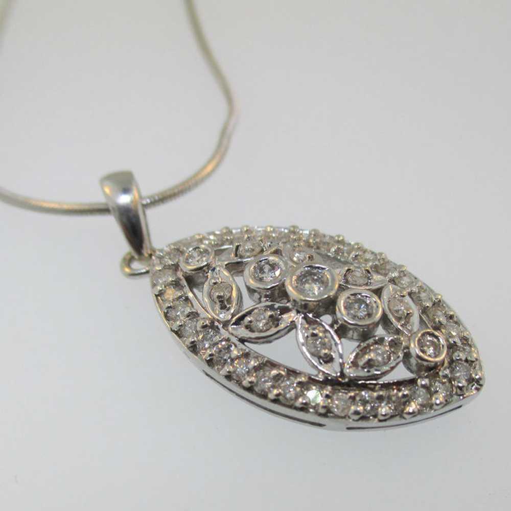 14k White Gold Approx .50ct TW Diamond Pendant an… - image 3