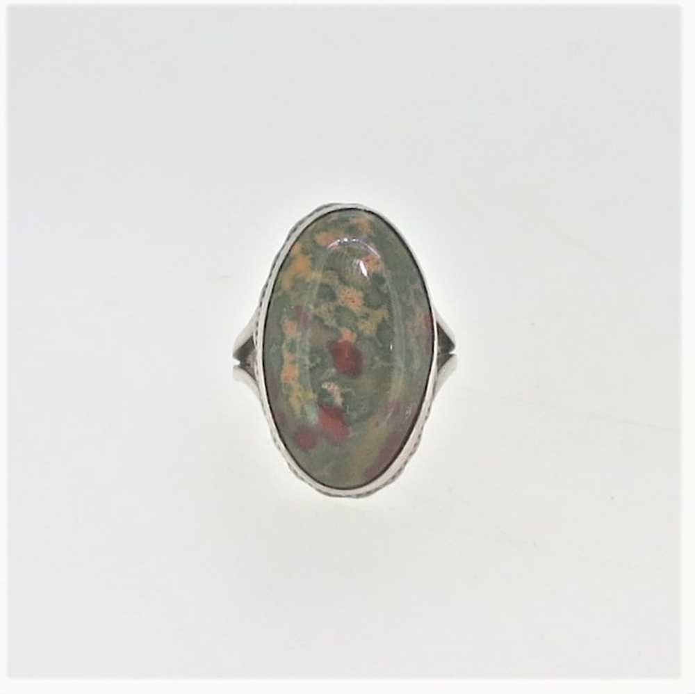 Sterling Silver Oval Cabochon Bloodstone Beaded B… - image 1