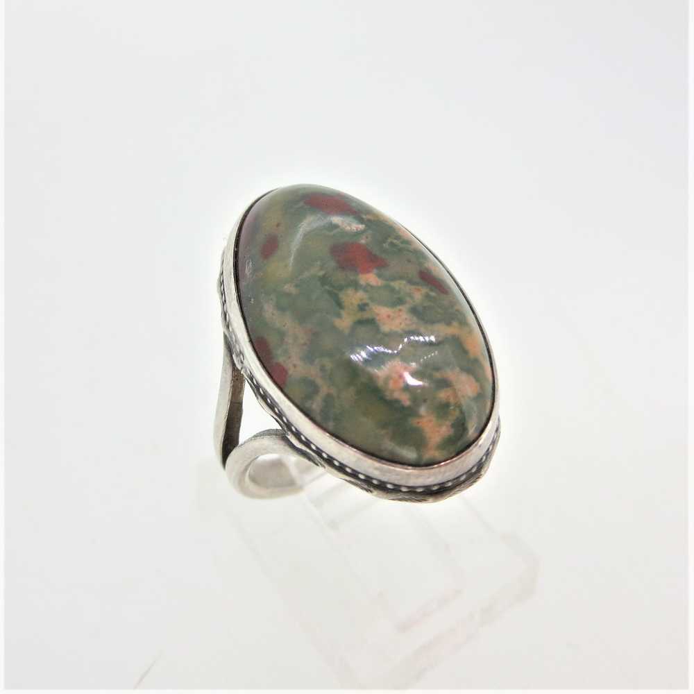 Sterling Silver Oval Cabochon Bloodstone Beaded B… - image 2