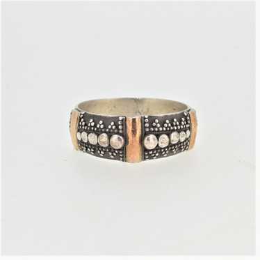 Sterling Silver Dotted Pattern Gold Tone Accent B… - image 1