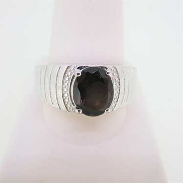 Sterling Silver Chuck Clemency Ring with Smokey Q… - image 1