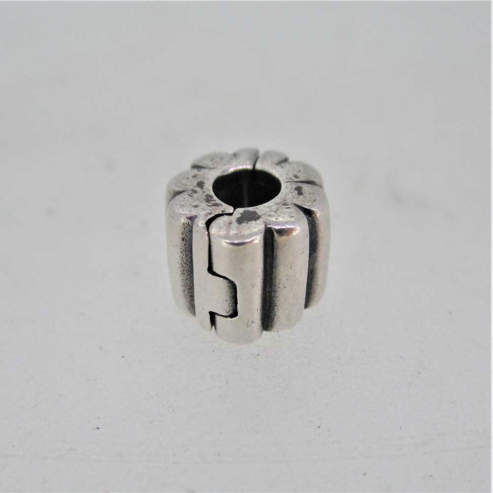 Sterling Silver Pandora Ribbed Clip 790163 Retired - image 6