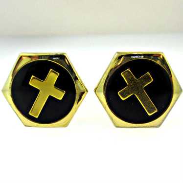 10k Black Hills Gold Cross and Gold Filled Screw Back Earrings