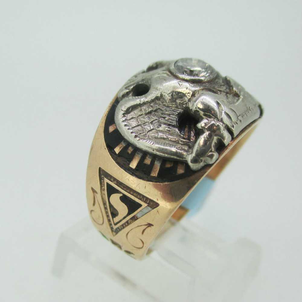 10k Yellow Gold Masonic Ring 32nd Degree with Dia… - image 9