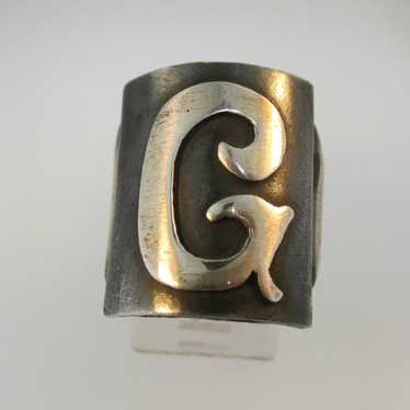 Vintage Sterling Silver Signet Initial G Ring Siz… - image 1