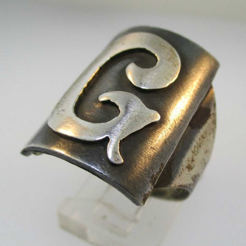 Vintage Sterling Silver Signet Initial G Ring Siz… - image 3