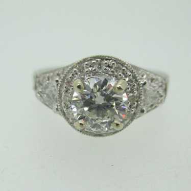 14k White Gold .92ct Round Brilliant Cut Diamond w