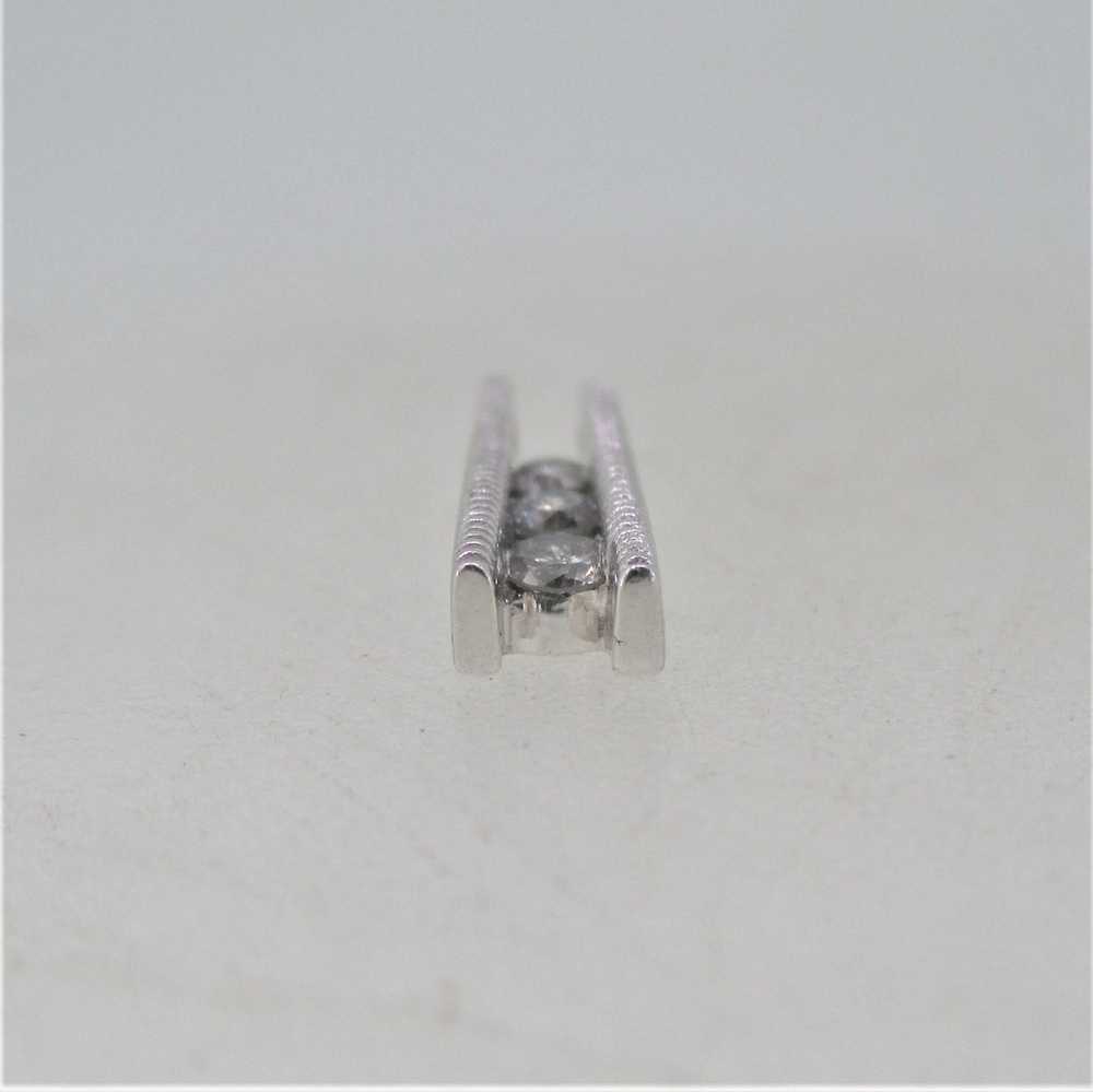 10K White Gold Three Stone Diamond Lined Channel … - image 2