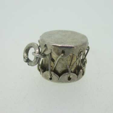 Sterling Silver Drum Mexico Charm Vintage - image 1