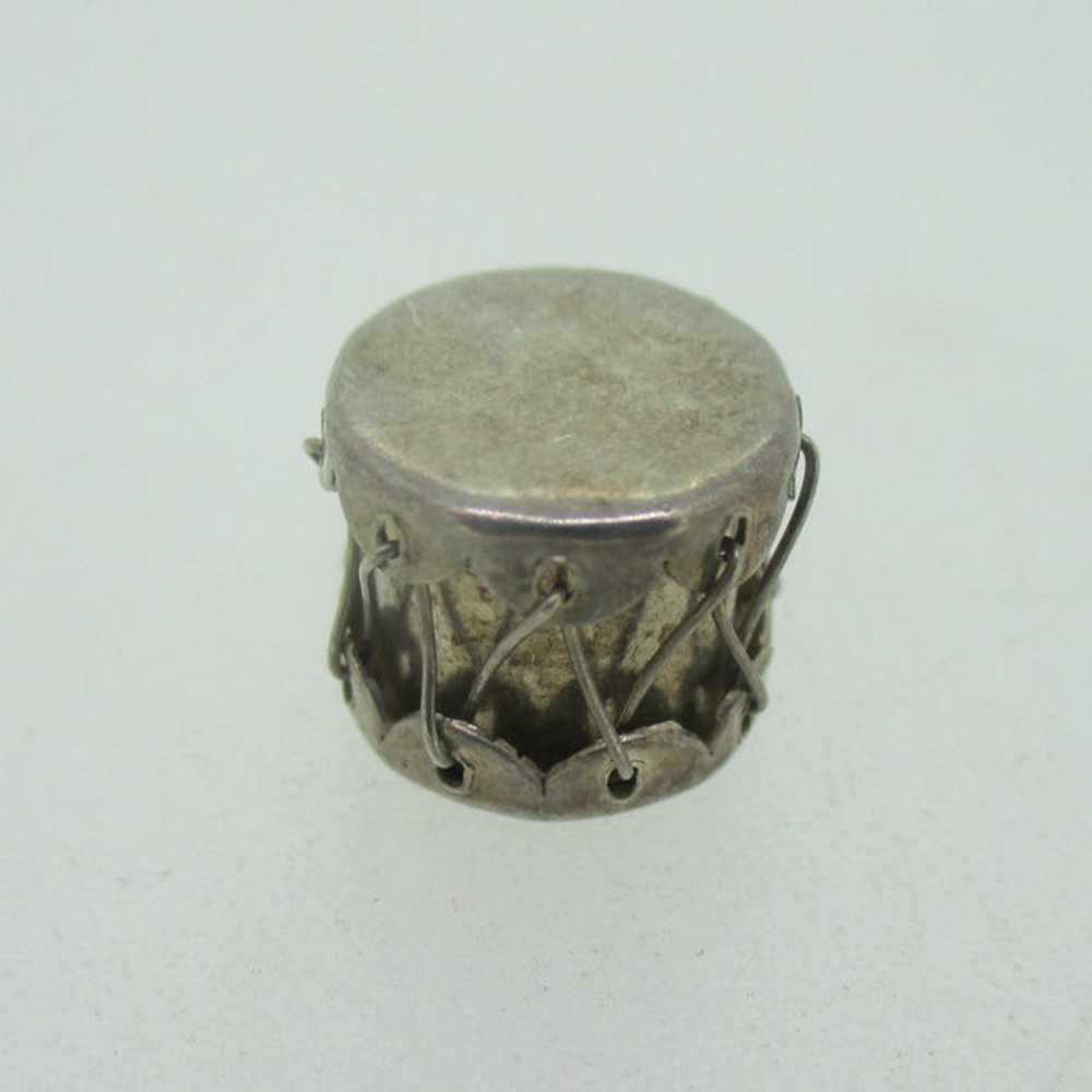 Sterling Silver Drum Mexico Charm Vintage - image 3