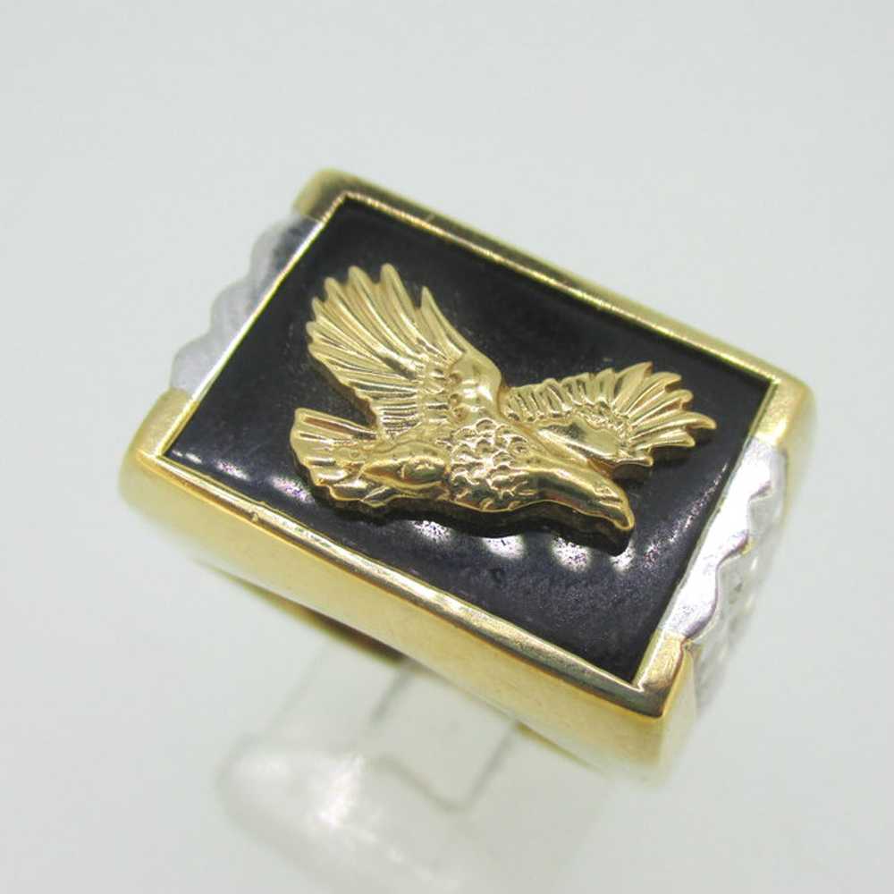 Sterling Silver Gold Plated Two Tone Eagle Mens R… - image 2