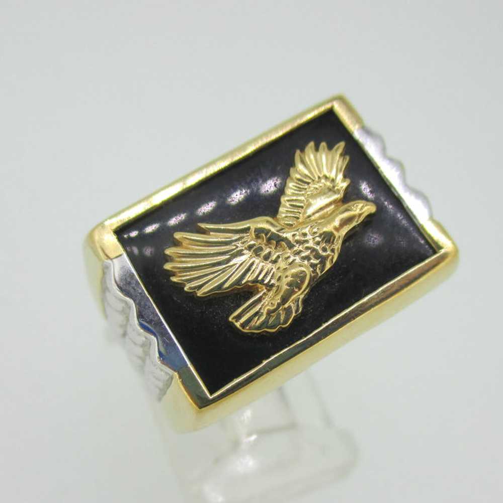 Sterling Silver Gold Plated Two Tone Eagle Mens R… - image 3