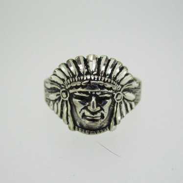 Sterling Silver Native American Chief Ring Size 12