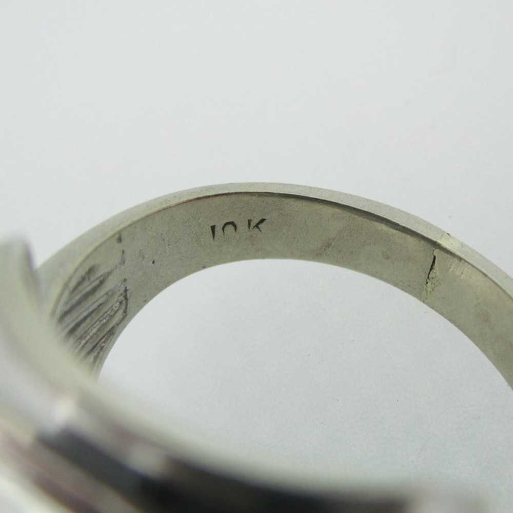 10k White Gold Hematite Intaglio Men's Ring Size … - image 8