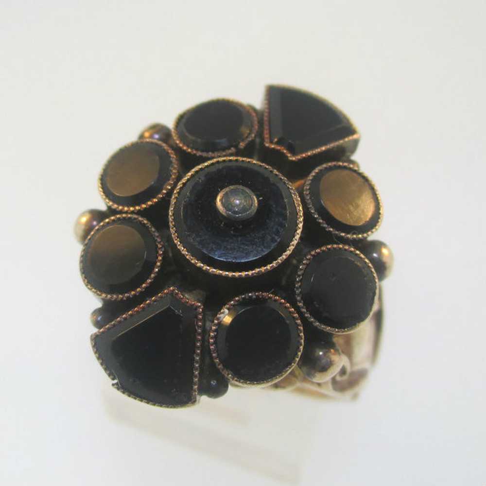 Vintage Antique 10k Rose Gold Black Onyx Georgian… - image 1