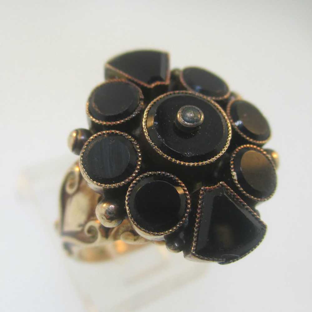 Vintage Antique 10k Rose Gold Black Onyx Georgian… - image 2