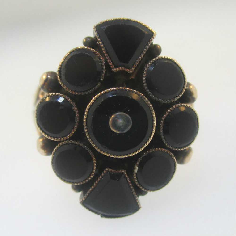 Vintage Antique 10k Rose Gold Black Onyx Georgian… - image 3