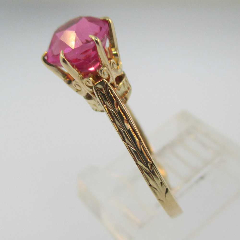 Vintage 10k Yellow Gold Created Ruby with Crown S… - image 6