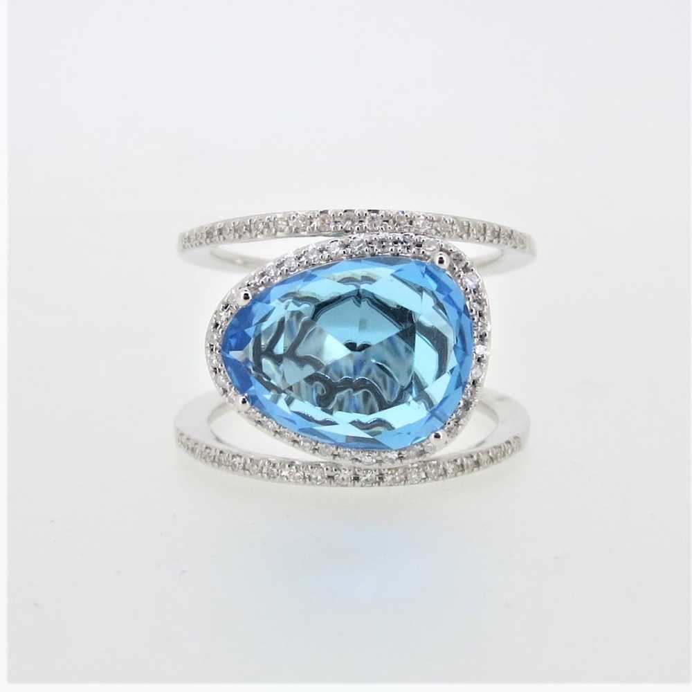 Effy 14K White Gold Fancy Cut Blue Topaz Diamond … - image 1