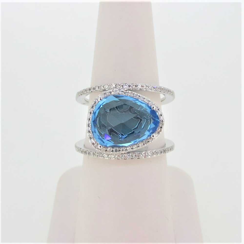 Effy 14K White Gold Fancy Cut Blue Topaz Diamond … - image 6