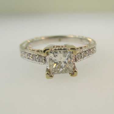 18k White Gold .72ct Princess Cut Diamond Ring wit