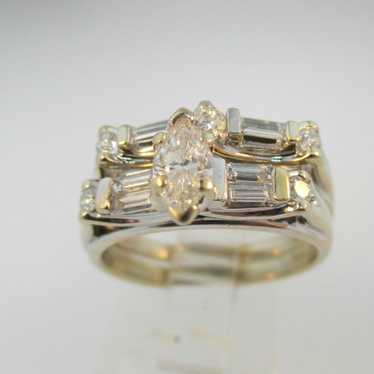 Vintage 18k White Gold Approx .42ct Marquise Cut D