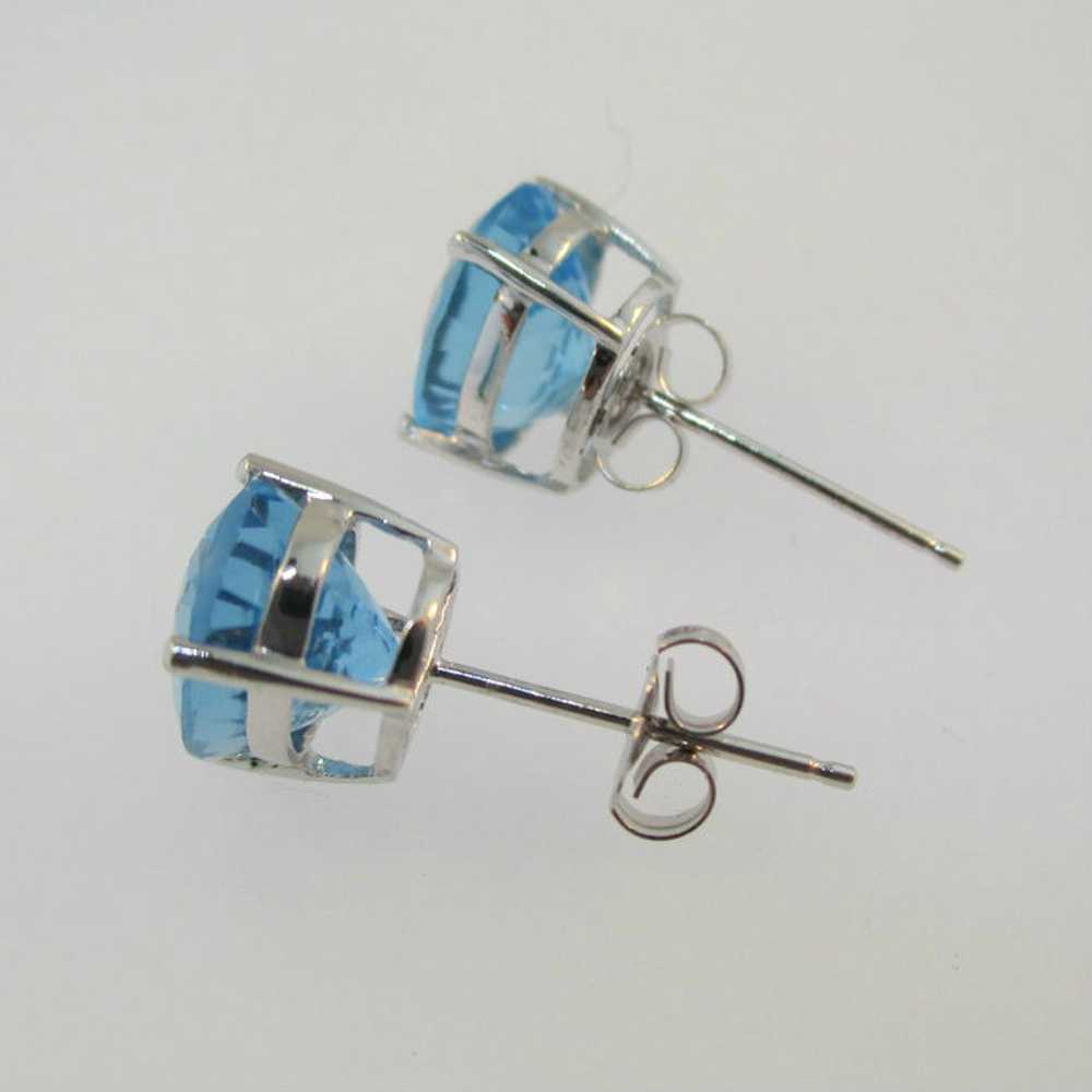 14k White Gold Large Blue Topaz Stud Earrings - image 4