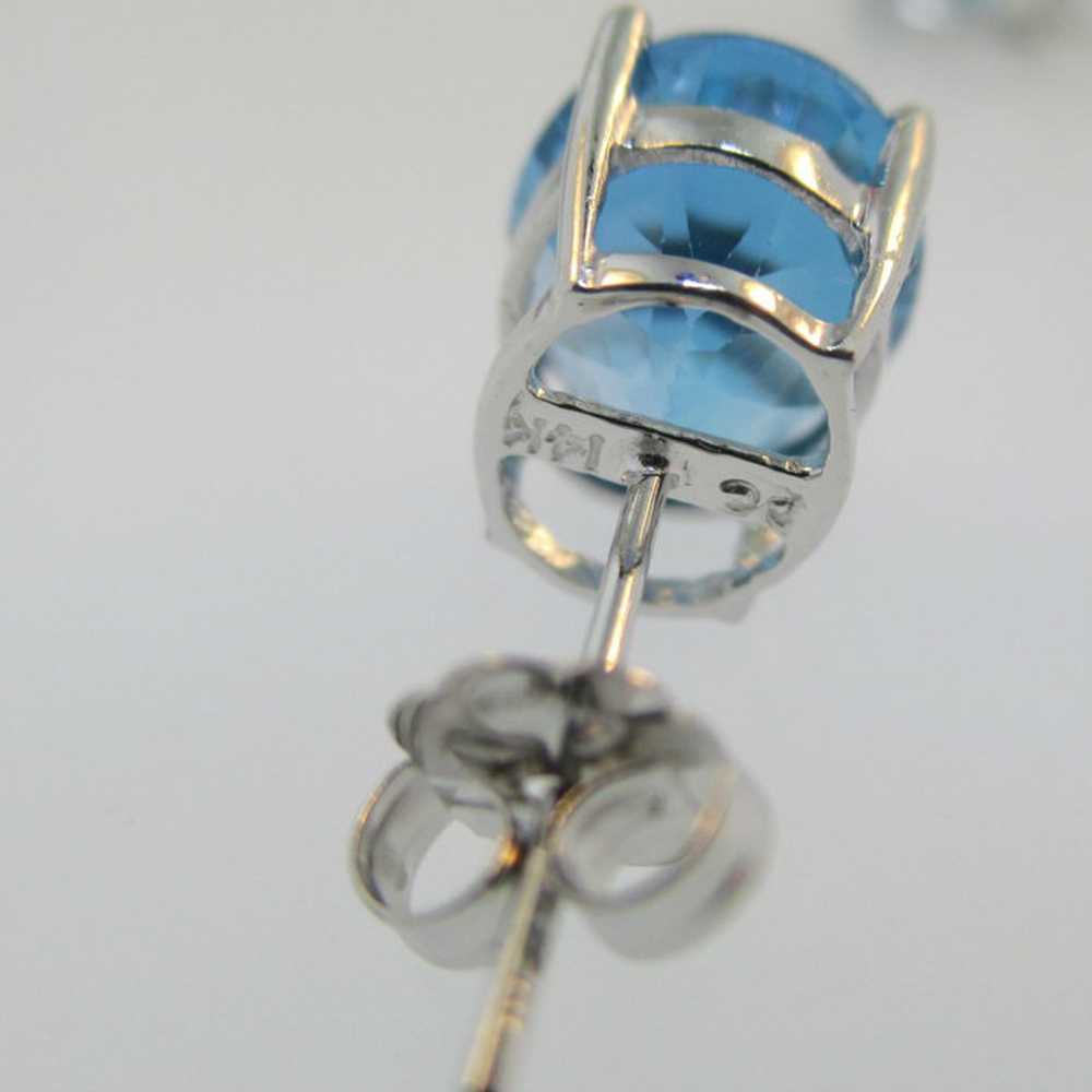 14k White Gold Large Blue Topaz Stud Earrings - image 5