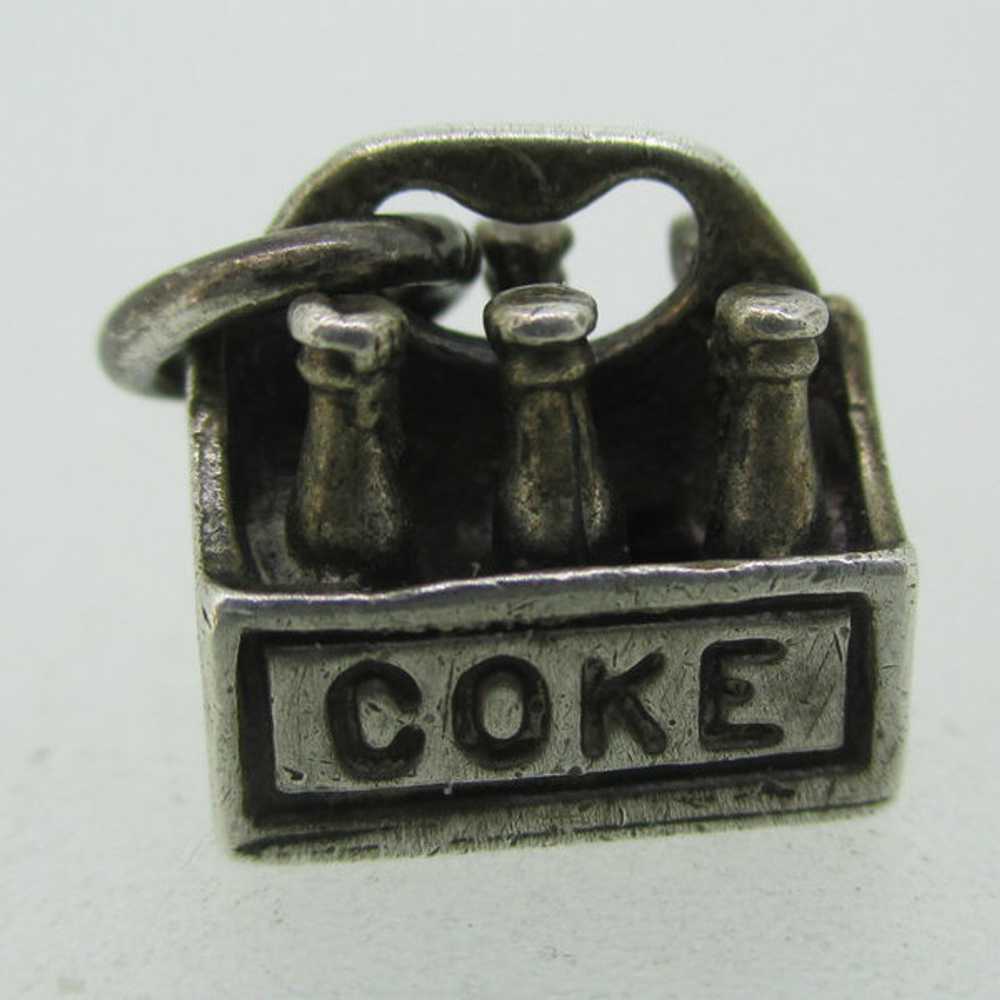 Vintage Sterling Silver and Enamel 6 Pack Coke Ch… - image 2