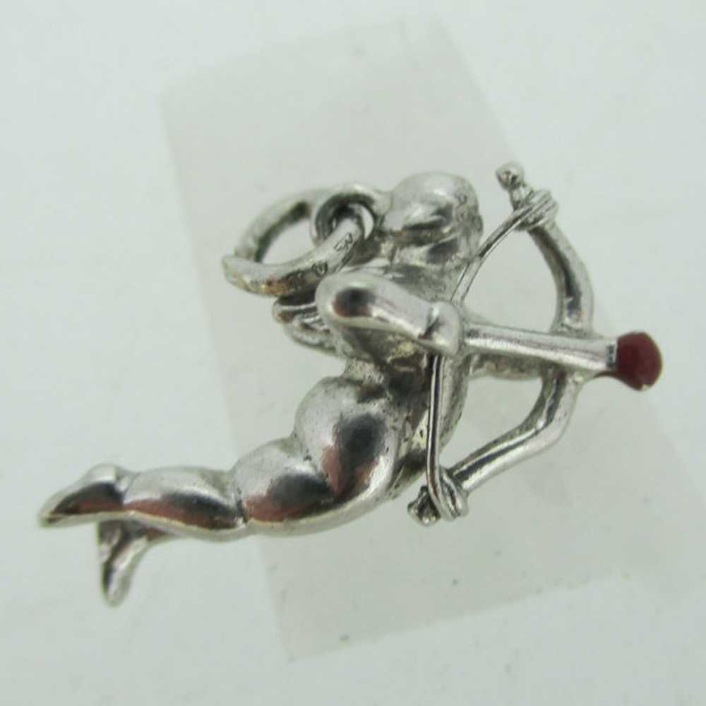 Sterling Silver Cupid Cherub with Arrow Pendant C… - image 1