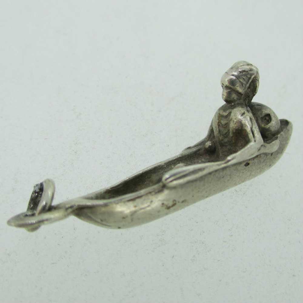 Vintage Sterling Silver Indian in Canoe Pendant C… - image 2