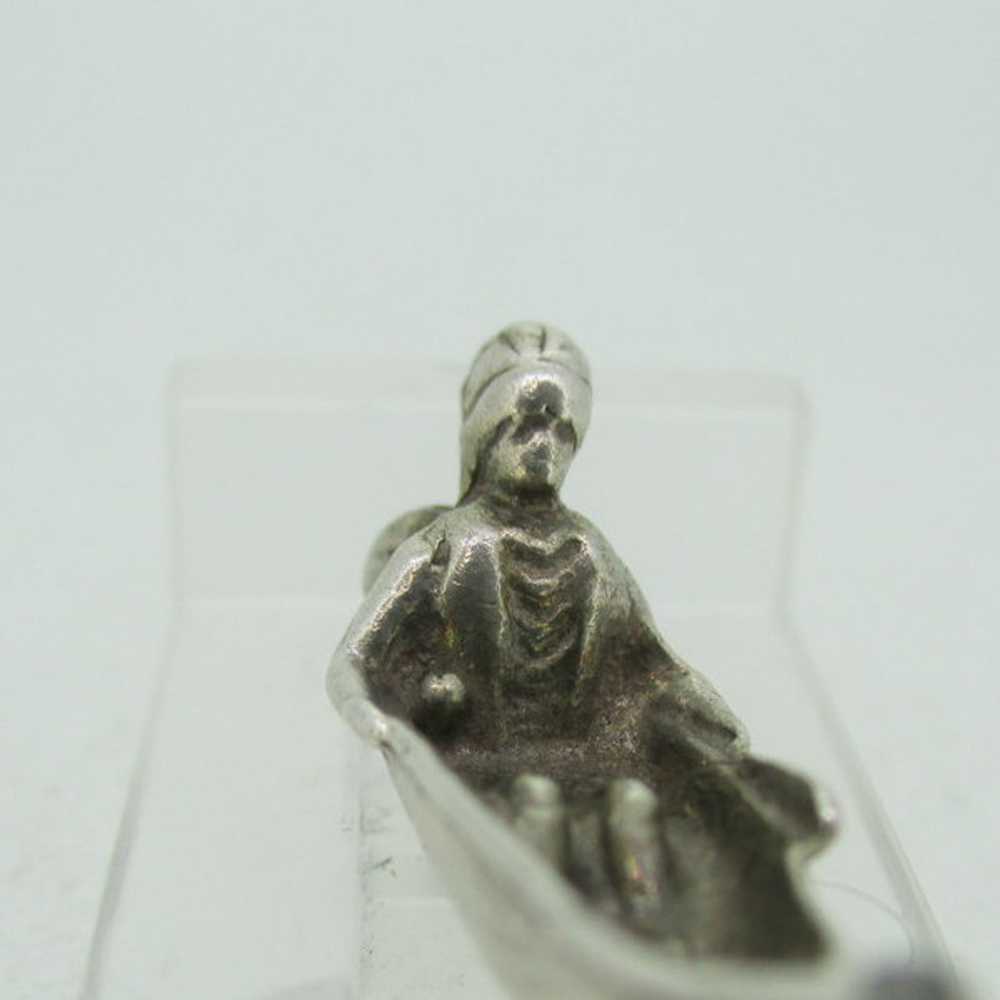 Vintage Sterling Silver Indian in Canoe Pendant C… - image 5