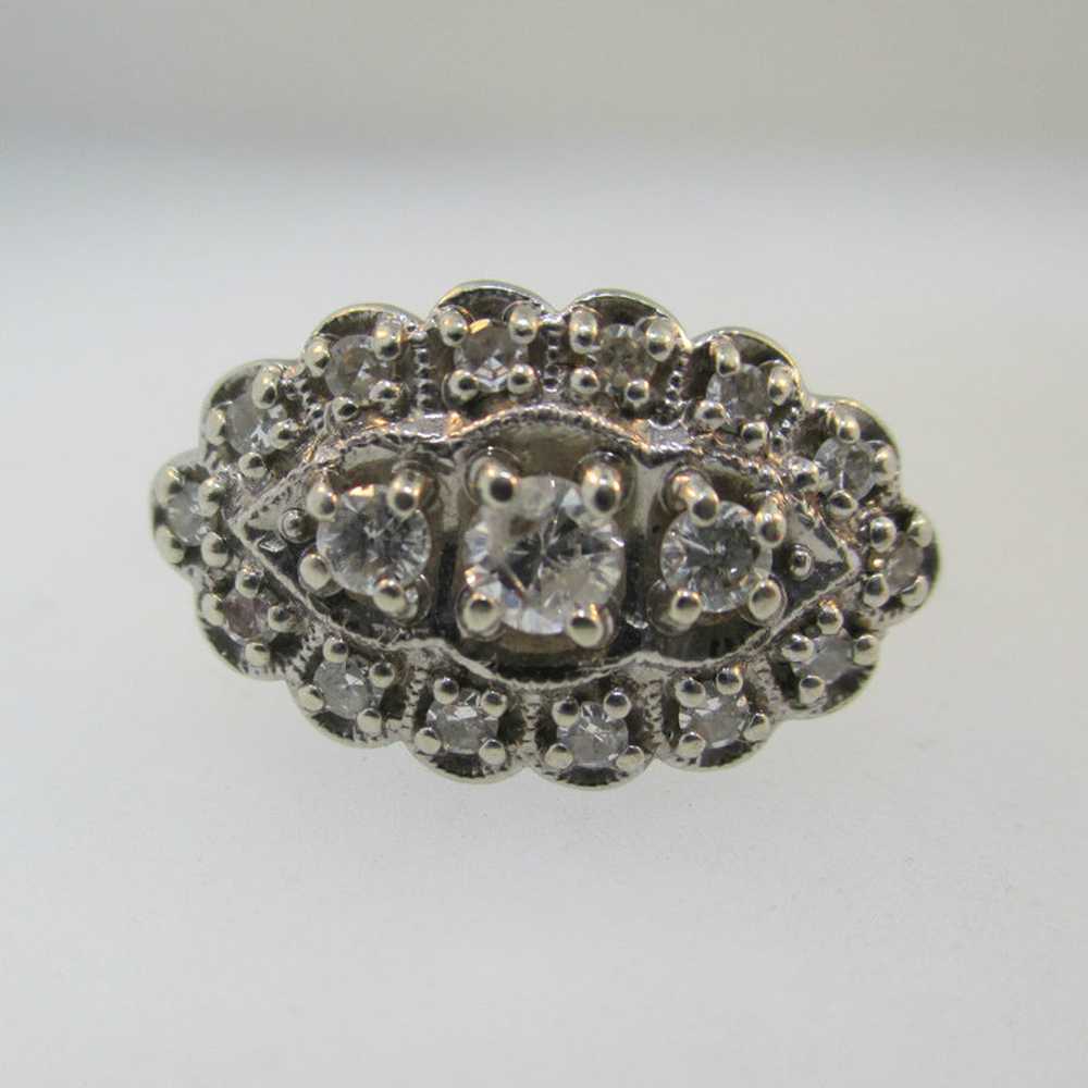 Vintage CA 1960s Era 14k White Gold Approx .42ct … - image 4